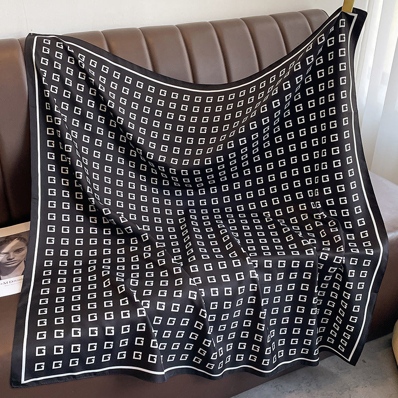 New square scarf, French retro silk scarf, women's twill silk scarf, neck cover, shawl printed scarf, weatherproof