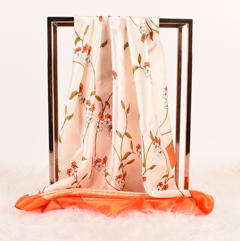 Summer new fashion small fresh plum blossom 90 square scarves women, printed fashion large silk scarves, scarves silk scarves