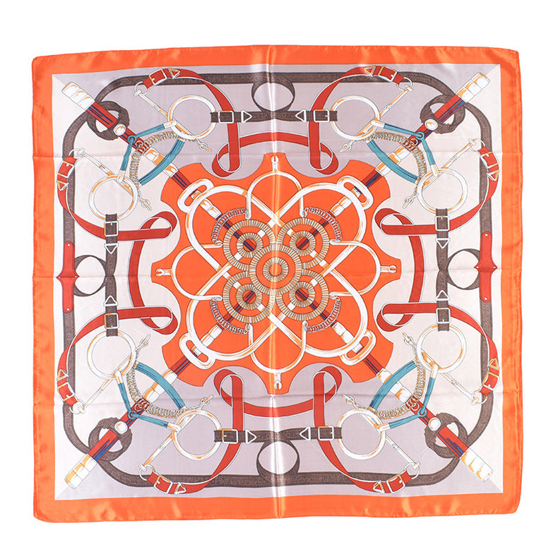 New fashionable ring chain buckle pattern printing high-quality 90 * 90 color square towel