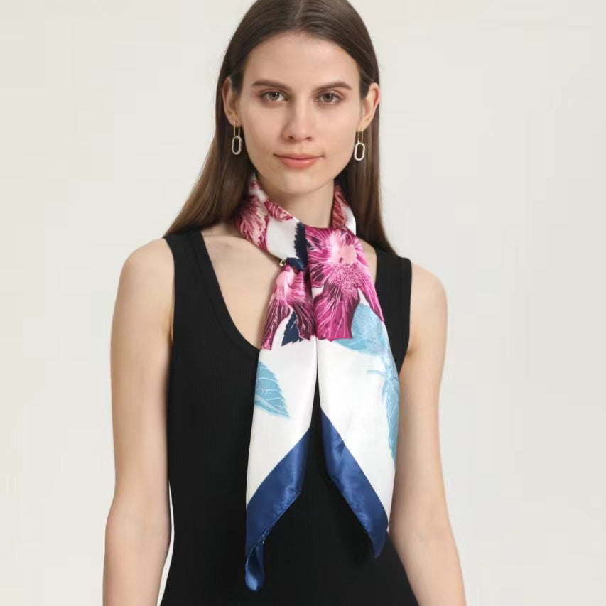 Indonesian, Malay women's head scarf, imitation silk and satin 90cm large square scarf, outer scarf