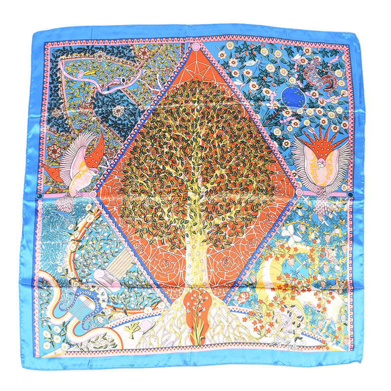 Summer new fashionable versatile natural pattern printing 90-color square scarf silk scarf headscarf