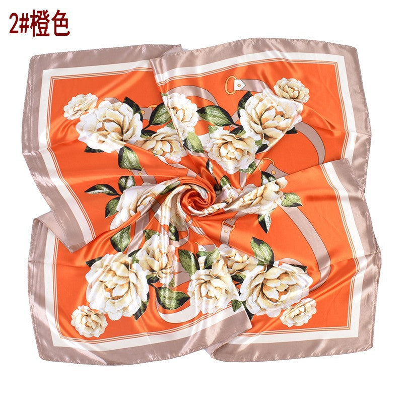 New fashionable and elegant natural flower pattern printing high-quality 90 * 90 color square towel