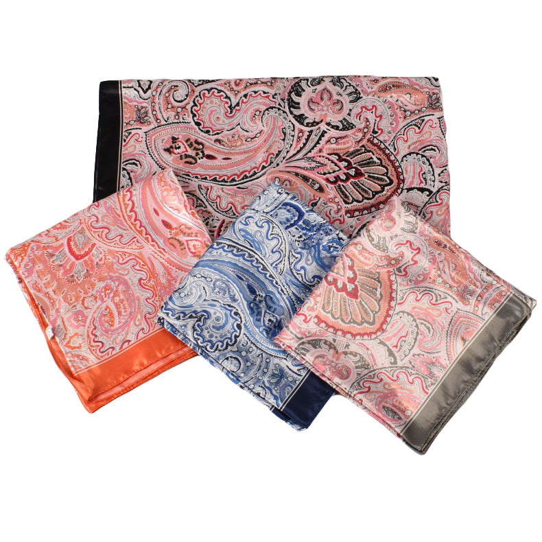 Spring new annual cashew flower simulation silk 90cm satin printing silk scarf