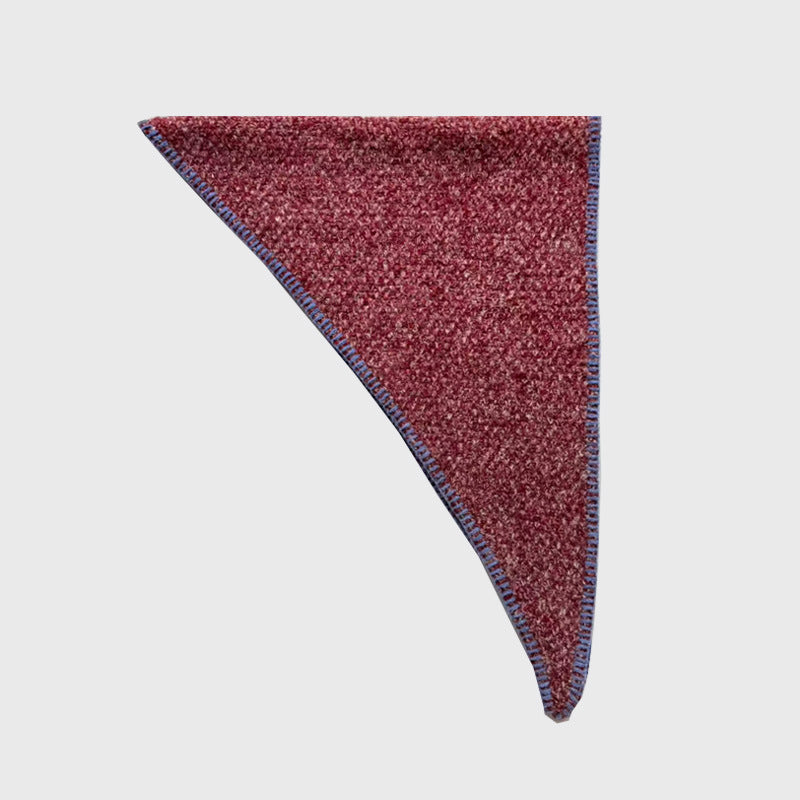 Wool blended flower-clipped knitted triangle scarf women's autumn and winter retro edge-locked warm wool small scarf scarf