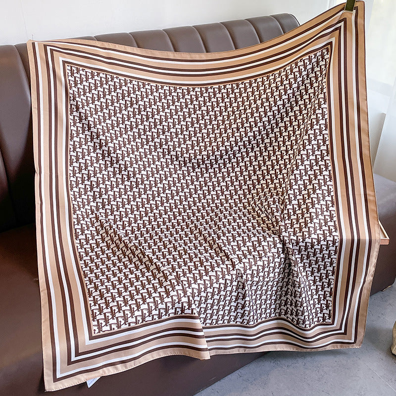 New square scarf, French retro silk scarf, women's twill silk scarf, neck cover, shawl printed scarf, weatherproof