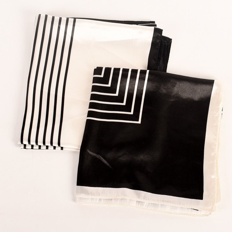 New simple striped satin 90cm large square scarf women's silk scarf scarf headscarf