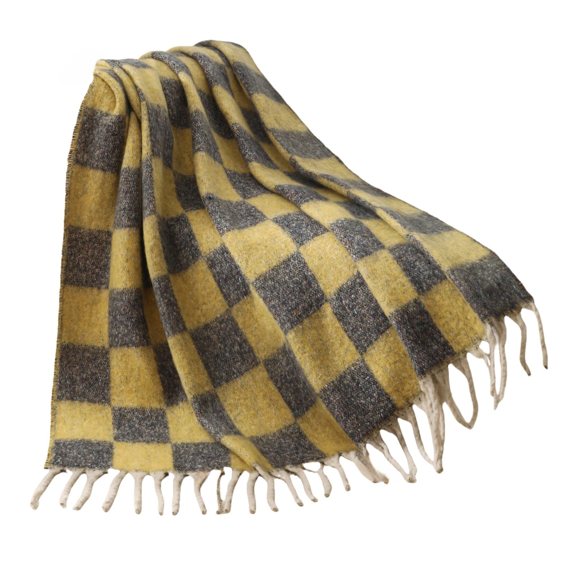 Blanket new European, American autumn and winter imitation mohair thickened checkered large shawl jacquard blanket