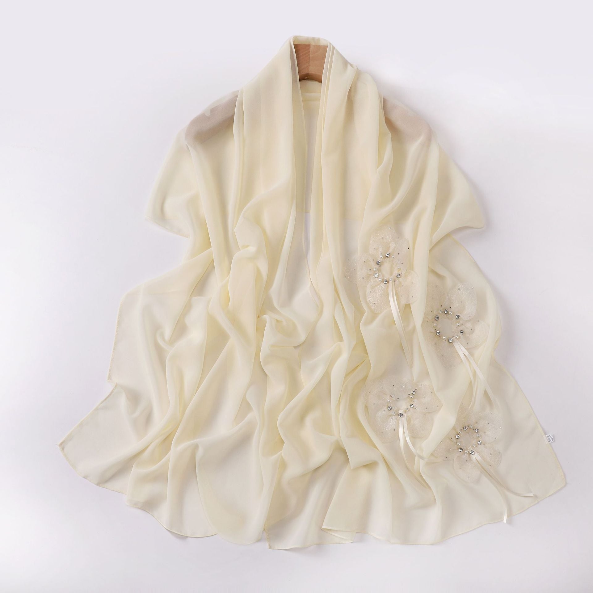 New Pearl Chiffon Handmade Sticky Flower Bead Nailed Drill Long Towel Yarn Middle East Malay Headscarf