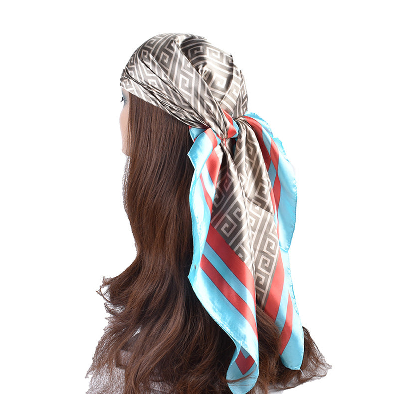 New fashion retro printing 90 * 90 satin large square scarf silk scarf, cross