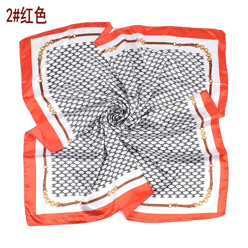 New chain, Arc de Triomphe pattern, universal in all seasons, fashionable 90-color square scarf, headscarf, scarf, silk scarf.