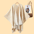 New European and American Women's Double-sided Fringed Jacquard Split Warm Shawl Cardigan Autumn and Winter Cape