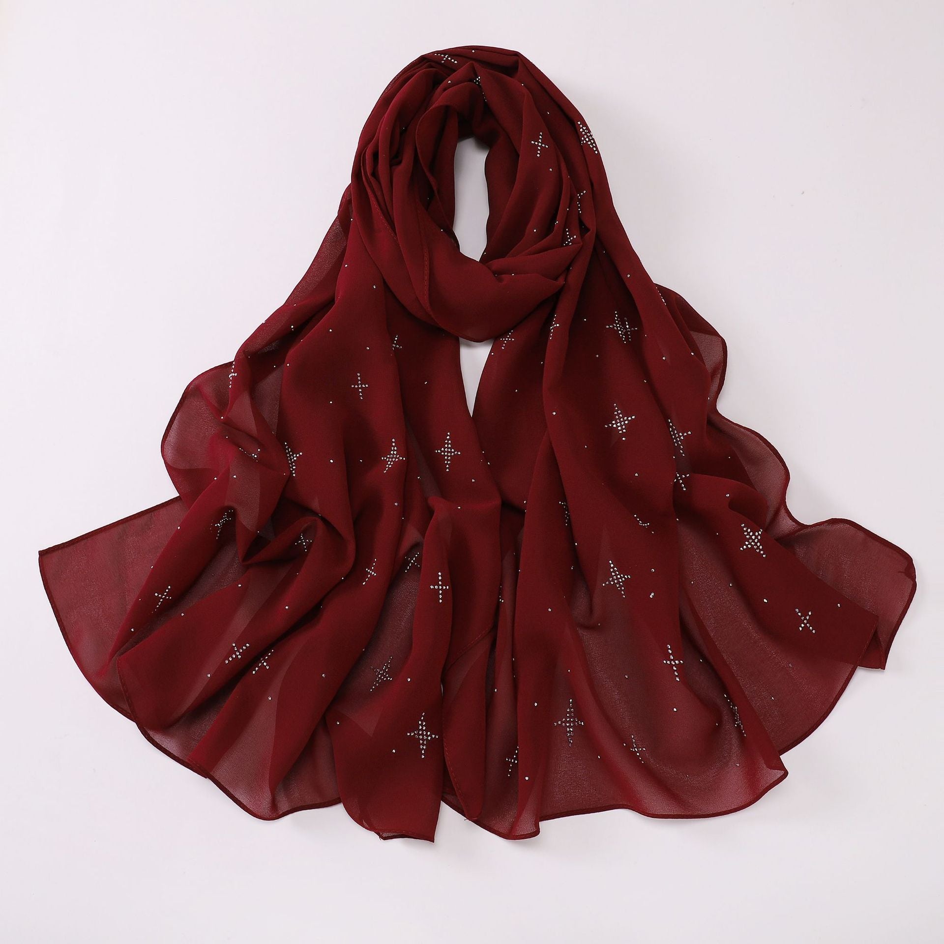 New Pearl Chiffon Sky Star Hot Diamond Middle East and Africa Headscarf Hijab