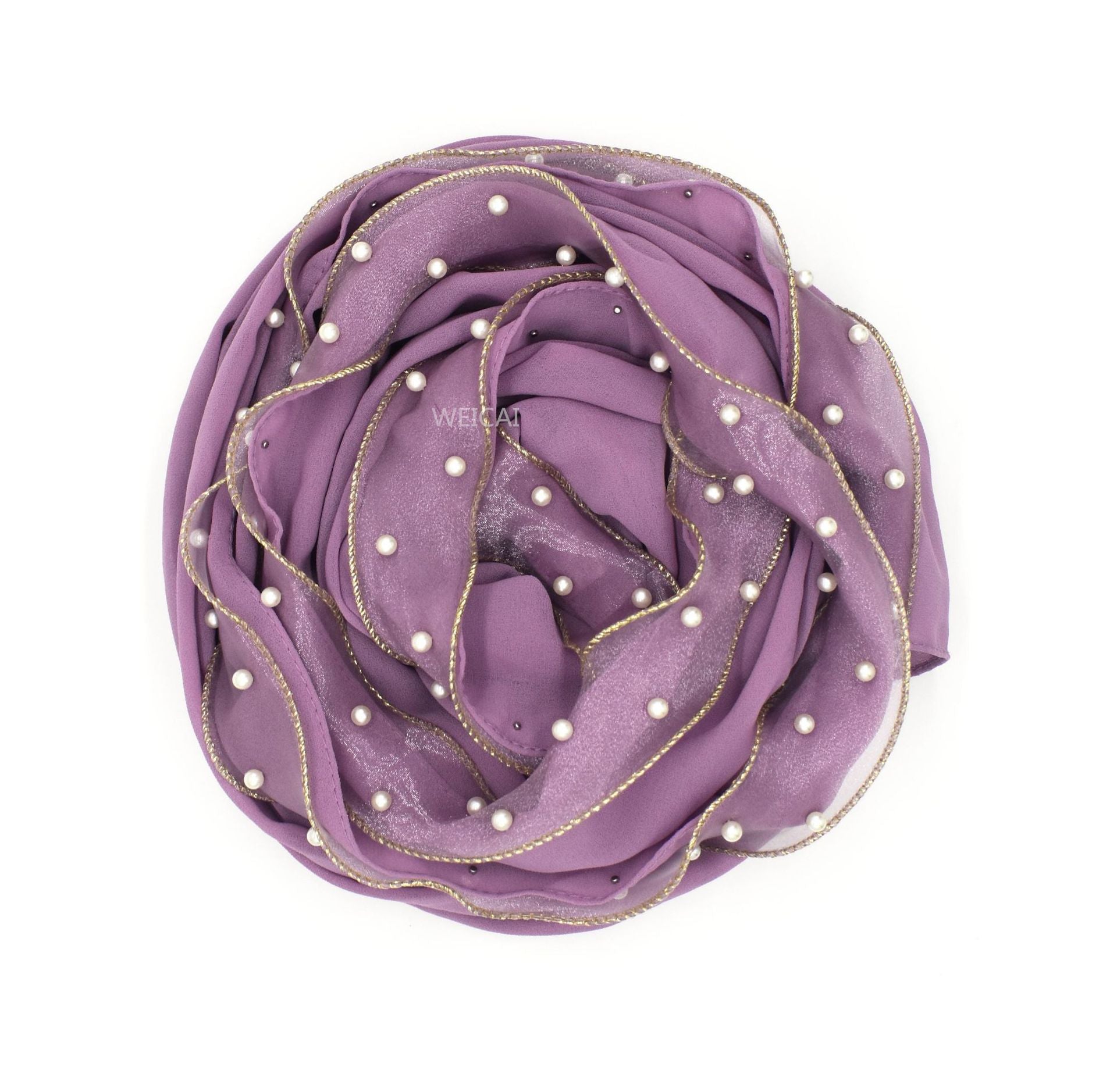 New solid color pearl chiffon bright pearl scarf bubble Hijab Malaysia Indonesia headscarf