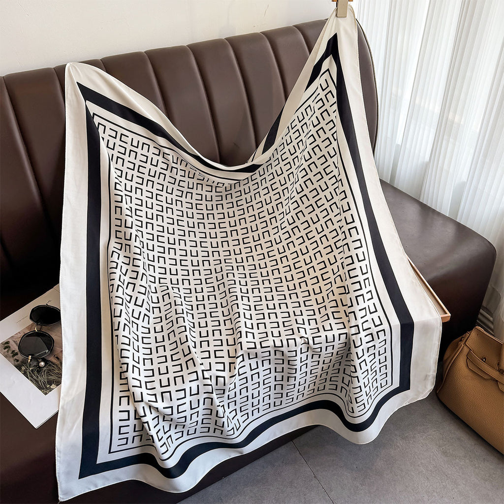 Spring and summer simple twill square scarf temperament commuter scarf decoration fashion shawl neck protection scarf sunshade headscarf women