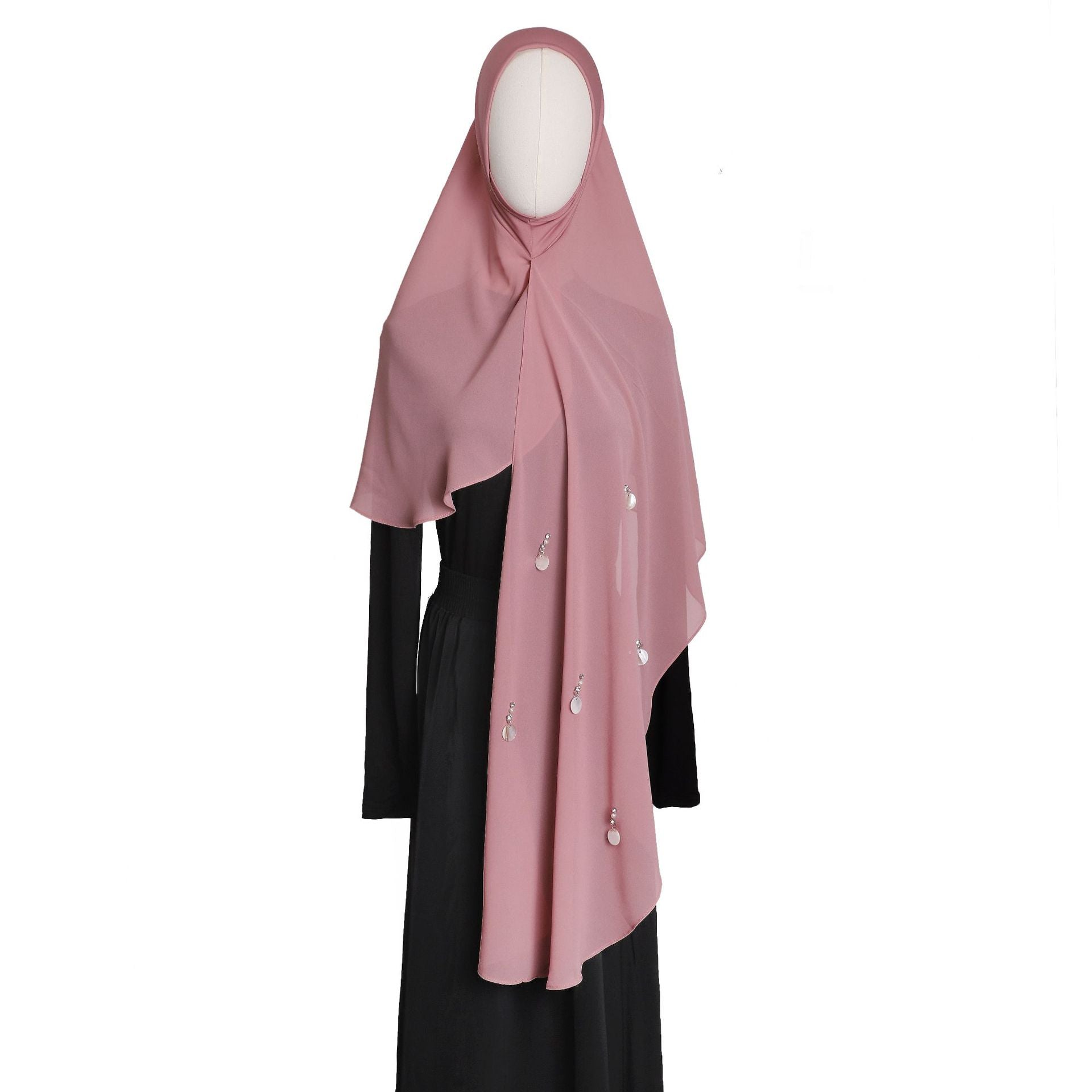 New hand-hung shell crystal hemp chiffon splicing winding towel yarn towel novice lazy fashion headscarf