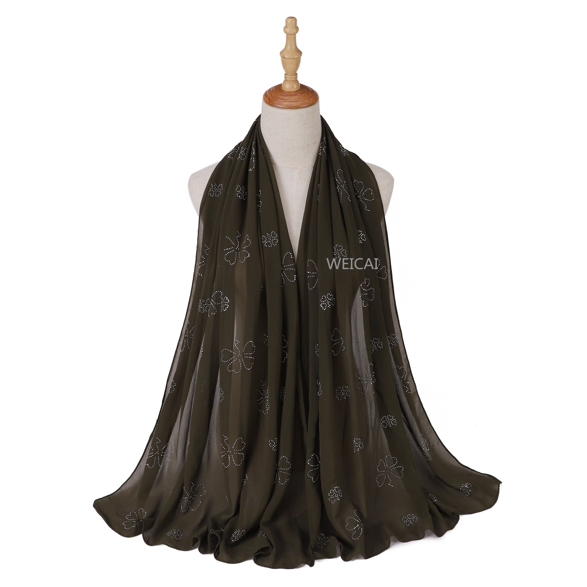 Flower Diamond solid color pearl chiffon scarf Middle East headscarf