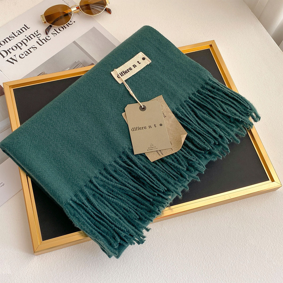 2025 Winter Imitation Cashmere Solid Color Scarf Women's Medium and Long Warm Scarf Shawl