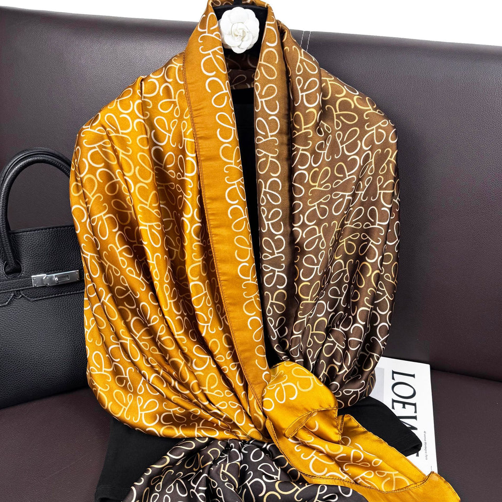 Simple and versatile geometric lines gradually change over-colored long silk scarves, temperament women wear sunscreen shawls