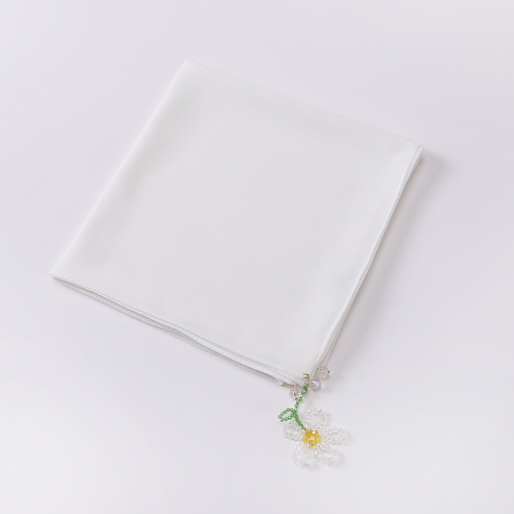 crystal flower pendant Hijab pearl chiffon square scarf 90 * 90cm headscarf