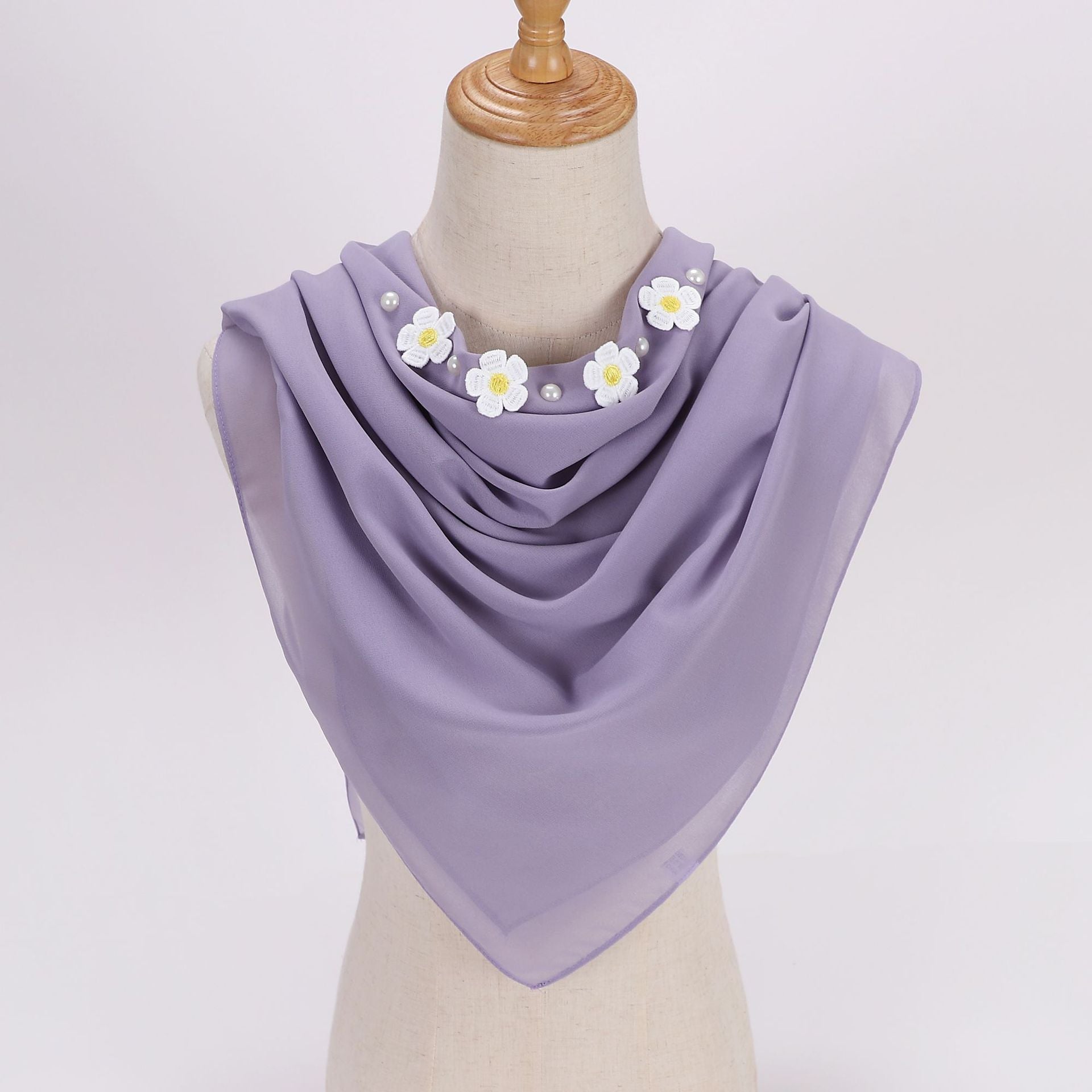 New fashion gardenia pearl chiffon square scarf  scarf 90cm square scarf