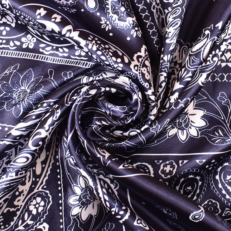 New 90cm-satin plaid cashew flower printing square scarf with sunscreen, bag head silk scarf decoration, scarf