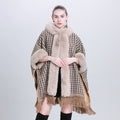 Autumn and winter new cape shawl loose fleece thickened fur collar hooded fringed cardigan shawl cape jacket 1186