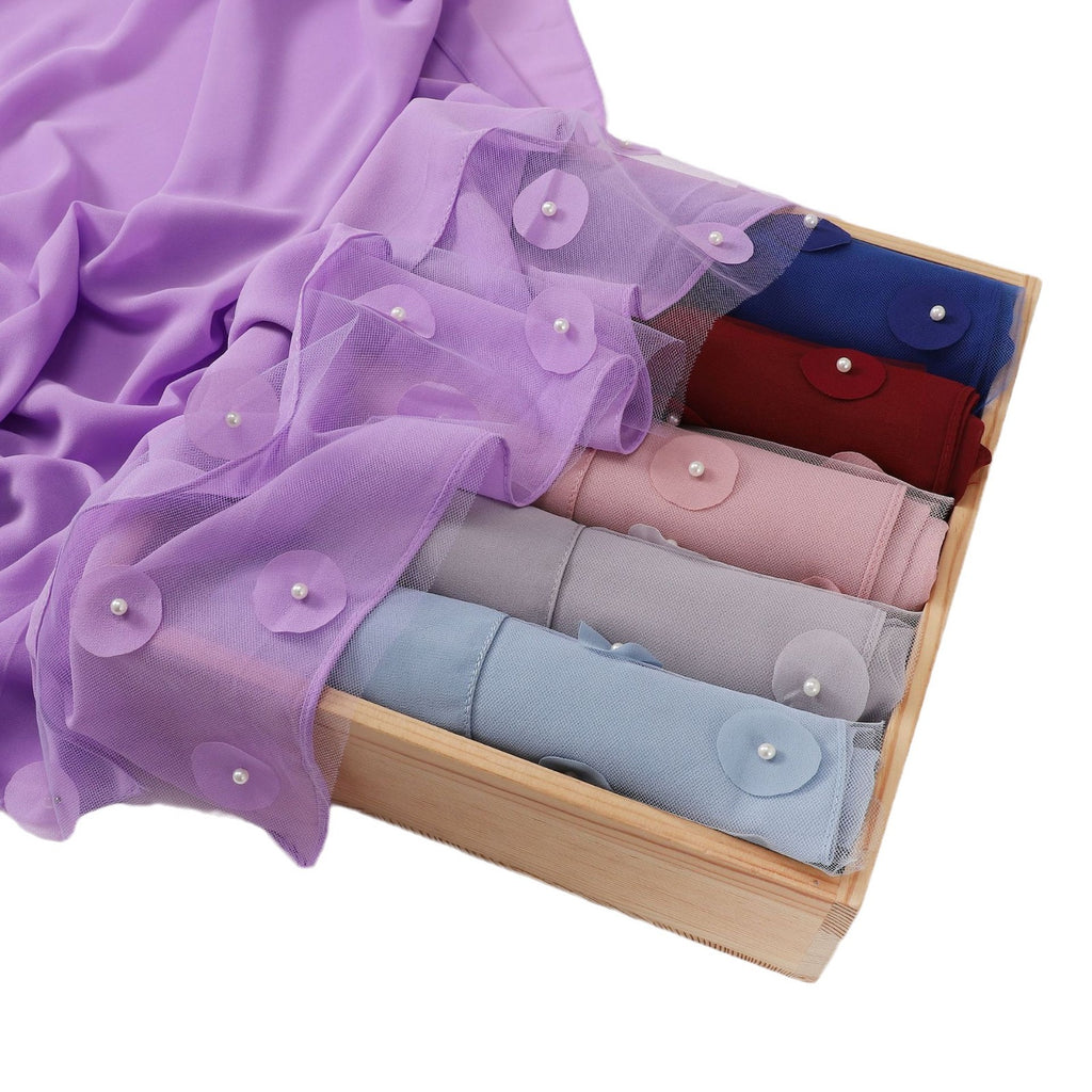 New pearl chiffon polka dot flower slice bead long scarf Middle East Africa Indonesia headscarf
