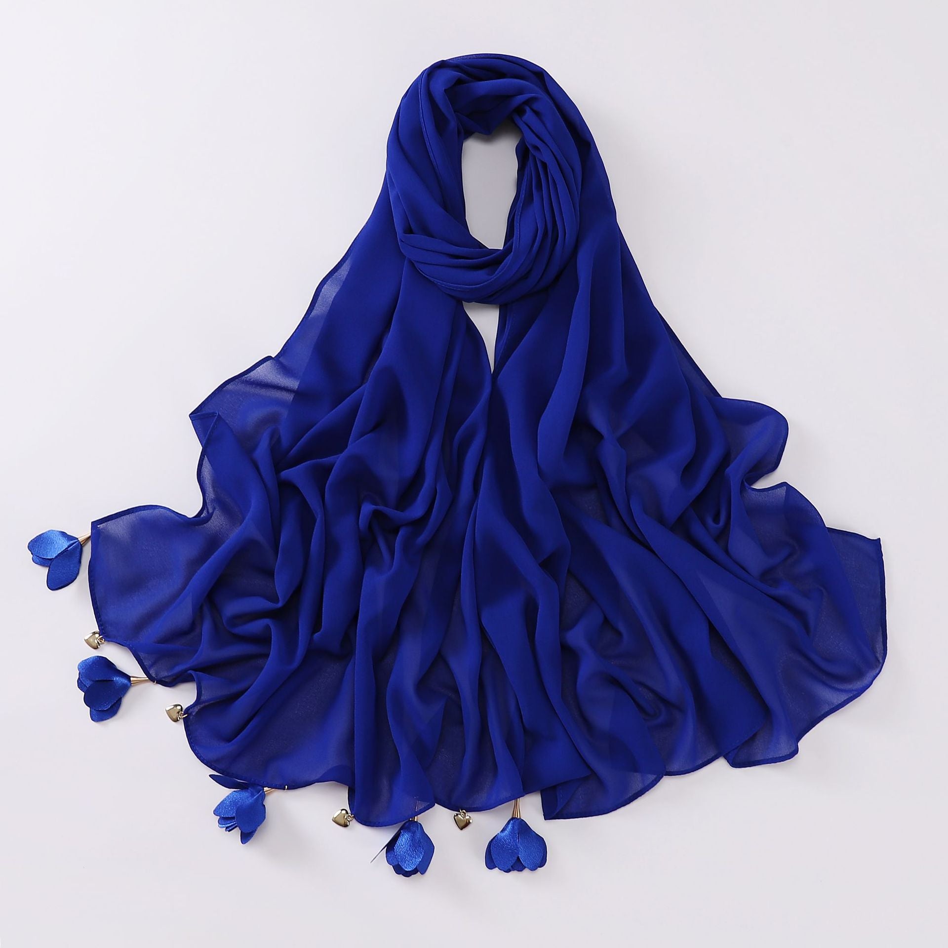 New handmade alloy love flower pearl chiffon scarf middle east headscarf yarn