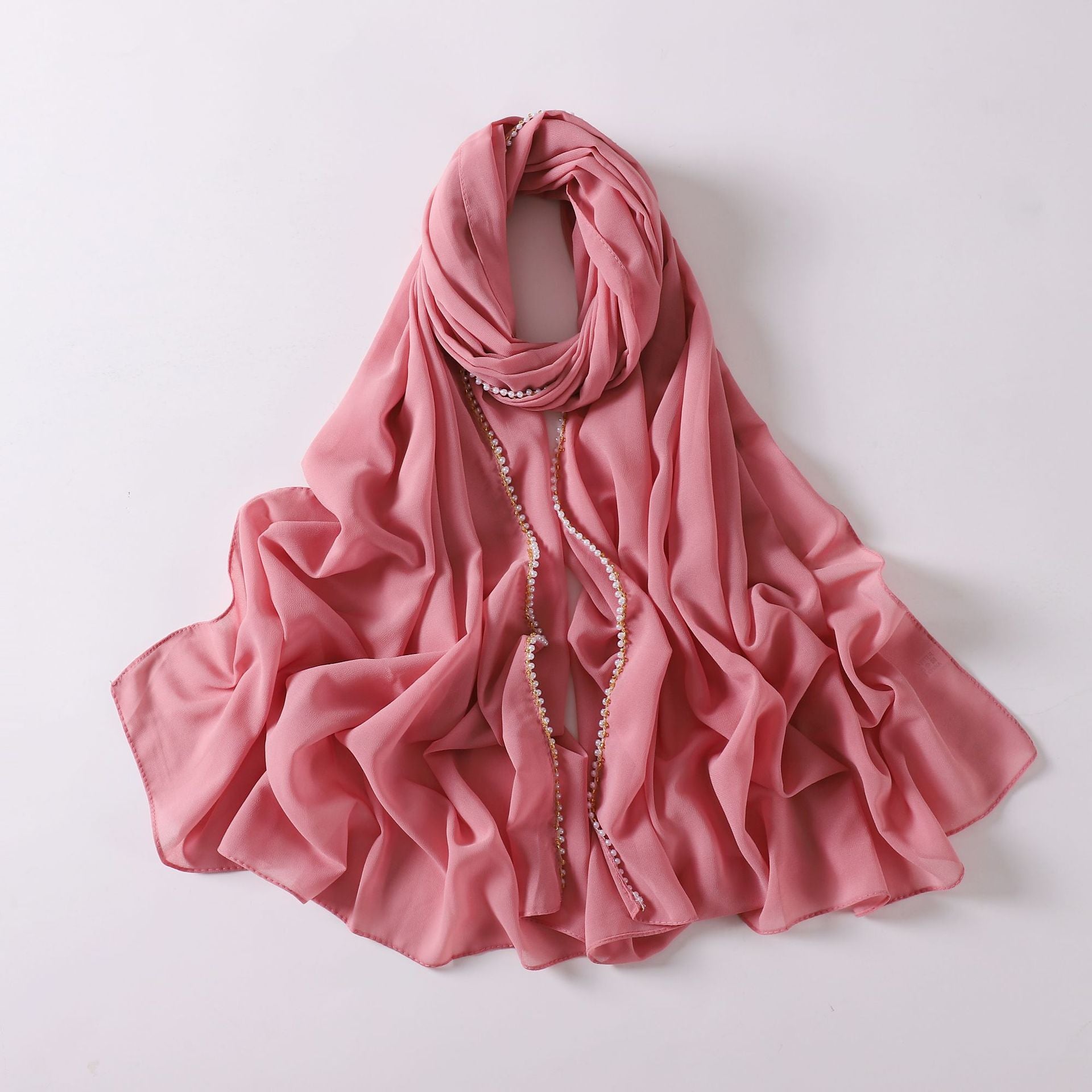 75D pearl chiffon double chain beaded scarf Malaysian headscarf Middle East Africa hijab