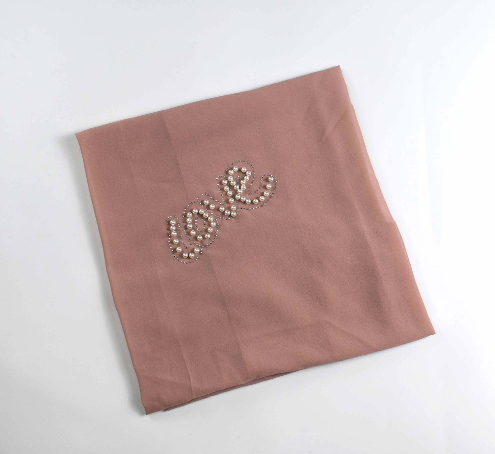 Monochrome pearl chiffon hot diamond square scarf hijab