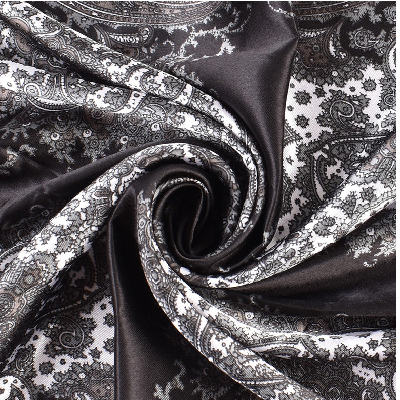 New versatile women's shawl scarf simulation silk 90 satin women's printed temperament silk scarf large square scarf headscarf