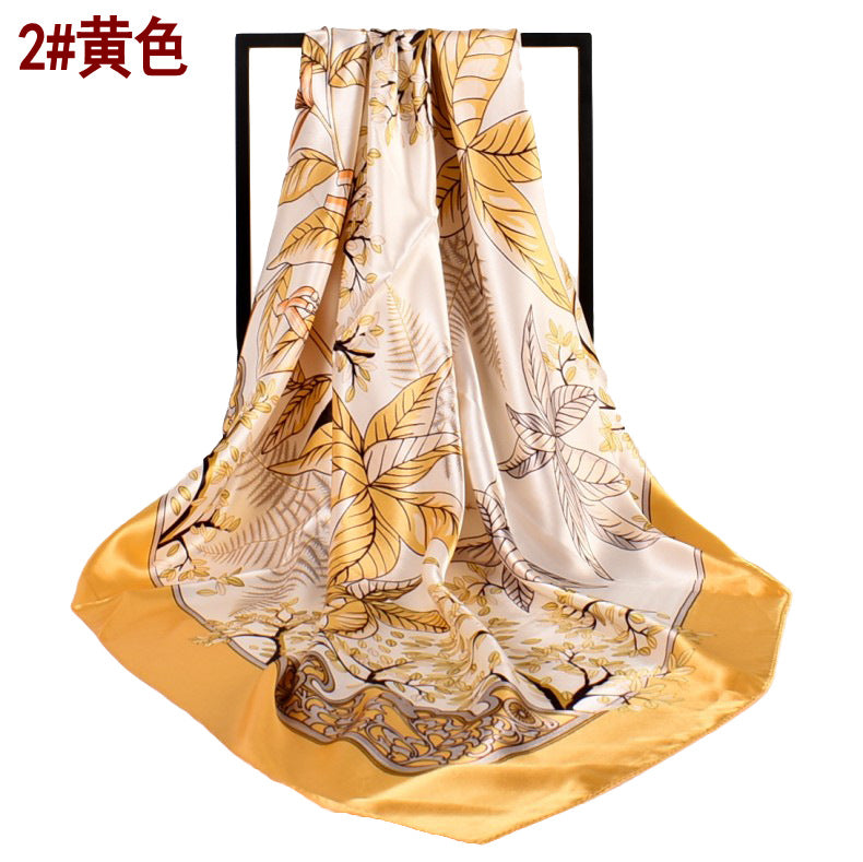 Autumn and winter new small fresh plants and flowers 90 square silk scarves for women