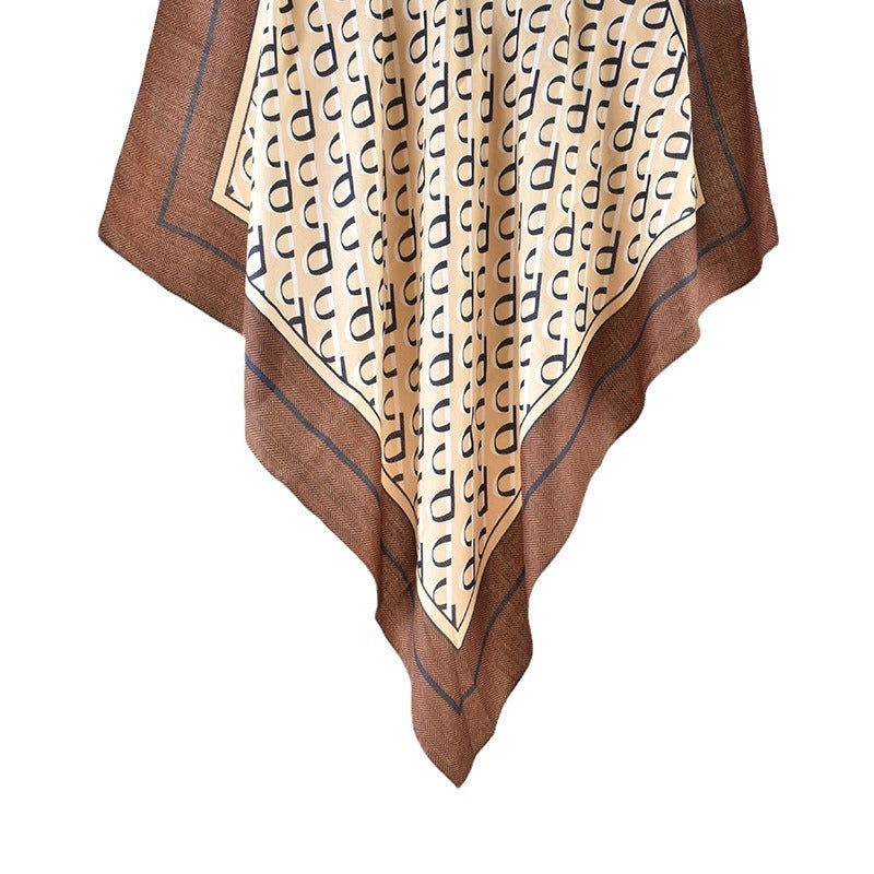 New Letter Temperament 90 Silk Scarf Printed Scarf Scarf Versatile External Shawl Herringbone Fleece Square Scarf