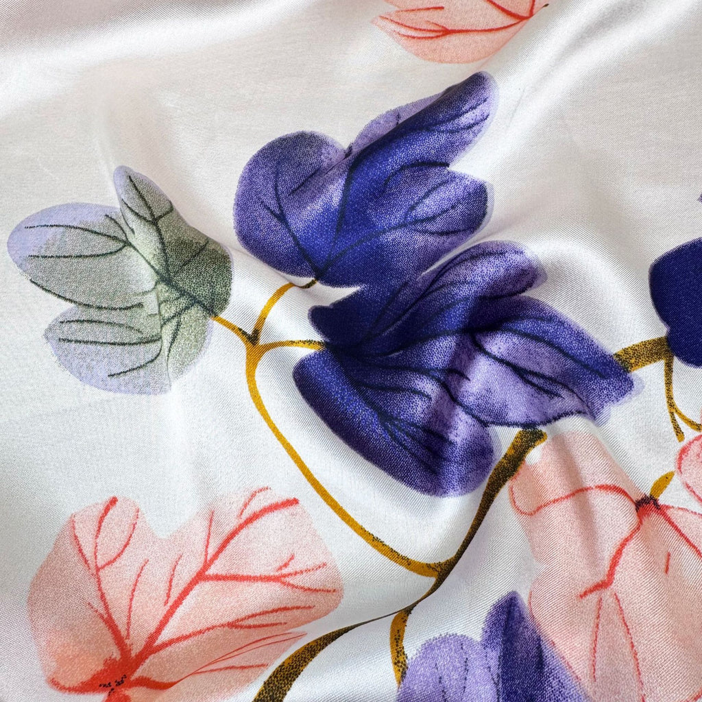 Simple Korean version plant flower long printed silk scarf elegant temperament women travel vacation shawl scarf headscarf