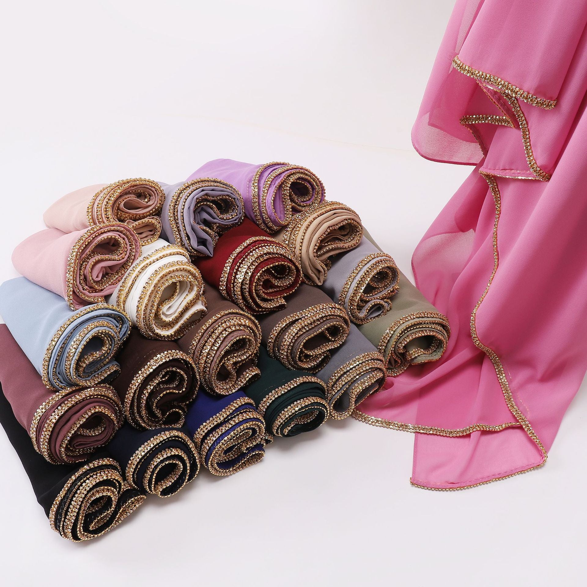 New copper bottom bright diamond chiffon scarf yarn Middle East Africa headscarf Malay headscarf