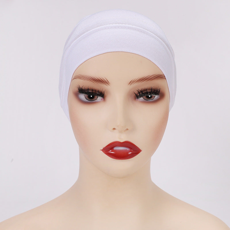 Modal monochrome tube hat bottoming cap, high elastic mercerized cotton women's Arabian scarf cap