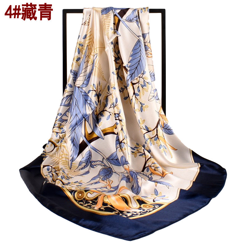 Autumn and winter new small fresh plants and flowers 90 square silk scarves for women