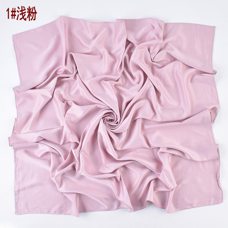 Autumn and winter new Malaysian imitation silk matte satin monochrome solid color 90 plain simple square towel batch