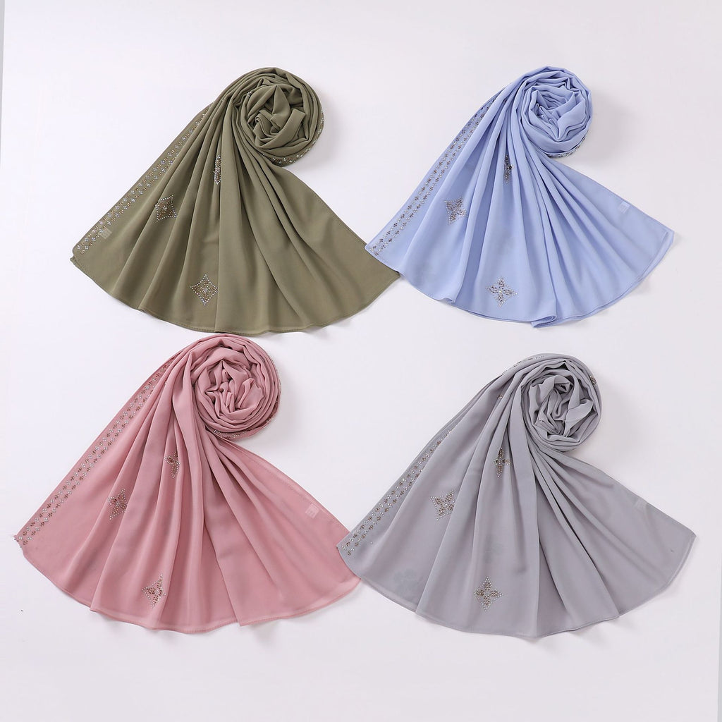 New pearl chiffon long towel boutique hot diamond yarn Middle East and Africa headscarf hijab