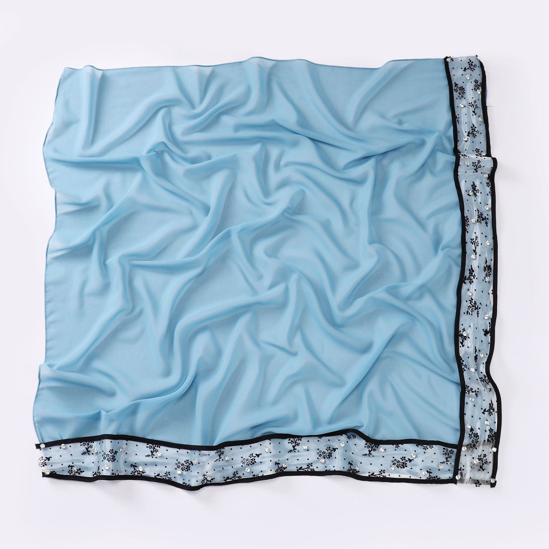 New pearl chiffon lace edge nail diamond square scarf headscarf Malaysian headscarf