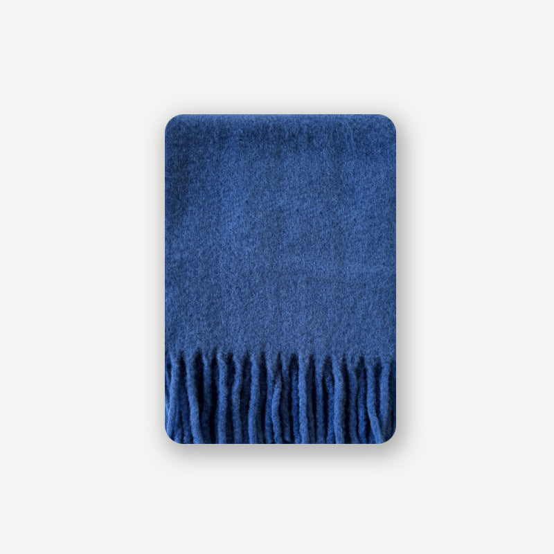 40% wool glacier blue solid color scarf women's winter atmosphere Icelandic blue soft scarf