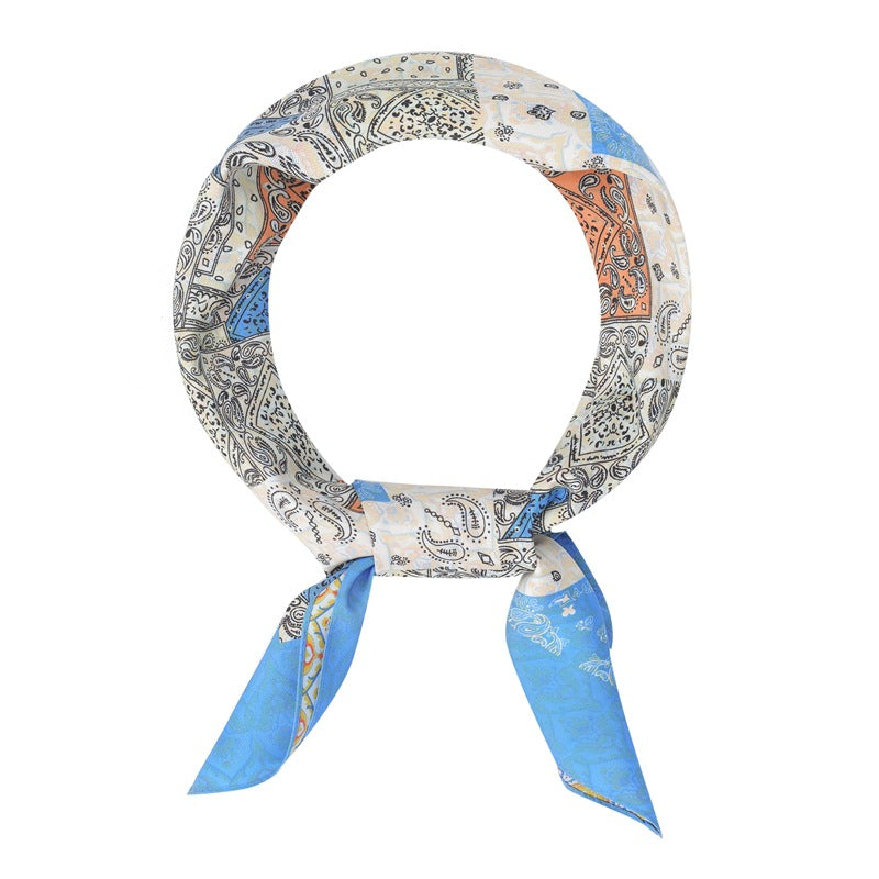 2025 new spring, summer and autumn thin headscarf double-sided printed silk scarf square scarf