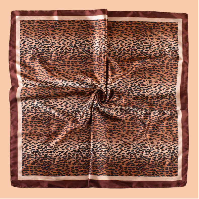 New 90 satin classic gradual change color leopard print printed square scarf with sunscreen bag head silk scarf decorative scarf
