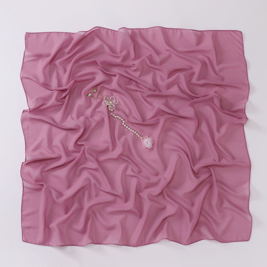 New pearl chiffon pearl flower shawls square scarf Malaysia headscarf