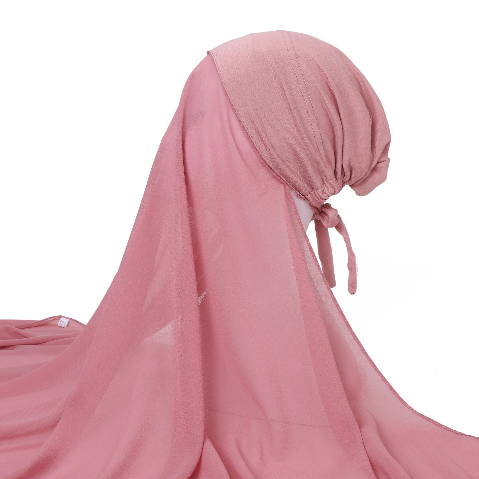 Pearl chiffon bottoming hat set, scarf, milk silk comfortable pullover hat, lazy headscarf.