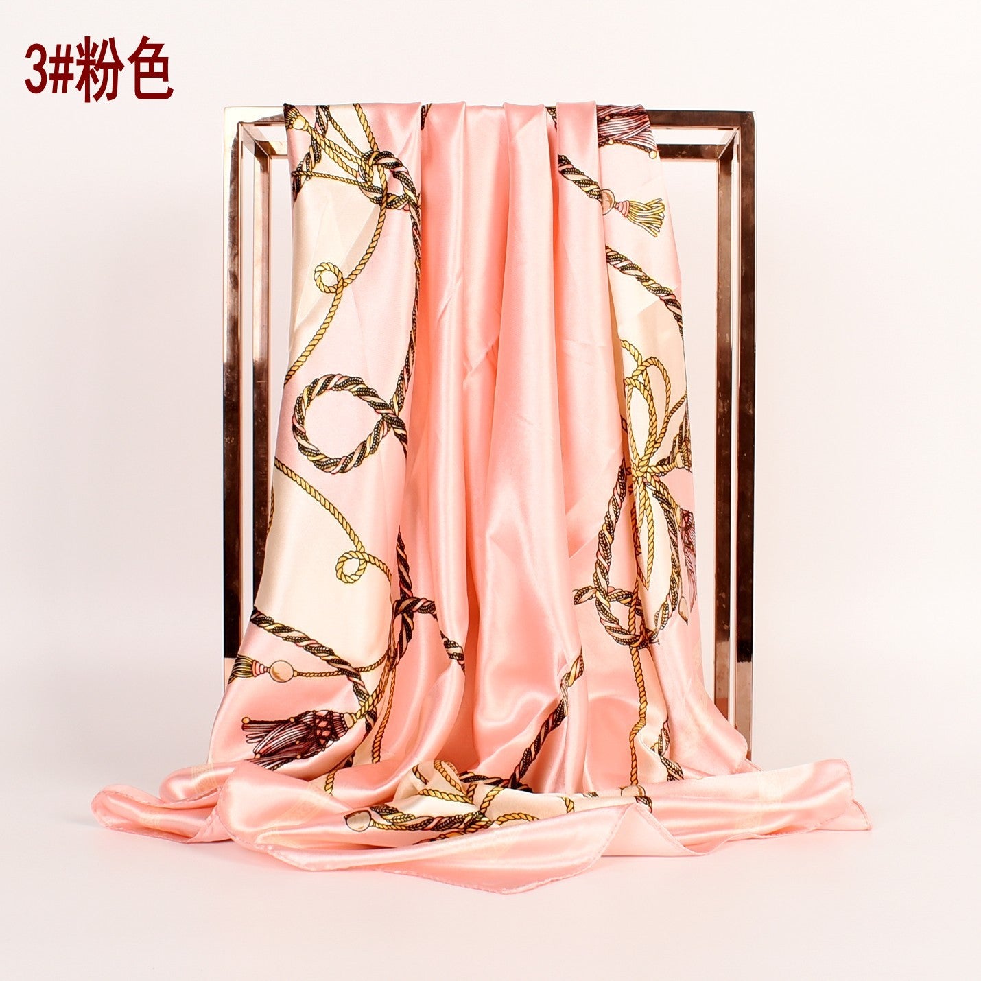 New fashionable and elegant knot pattern printing 90-color square scarf, headscarf, scarf, silk scarf.