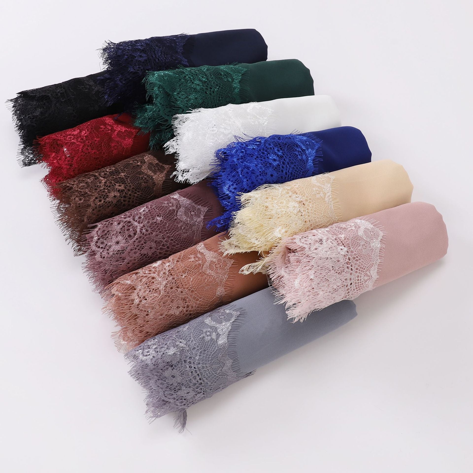 New chiffon eyelashes lace edge scarf gauze middle eastern headscarf hijab