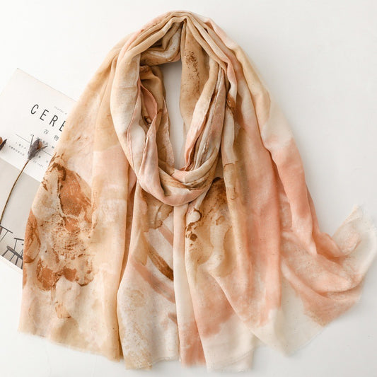 thin satin bronzing gold sprinkled iris silk scarf travel warm shawl headscarf women