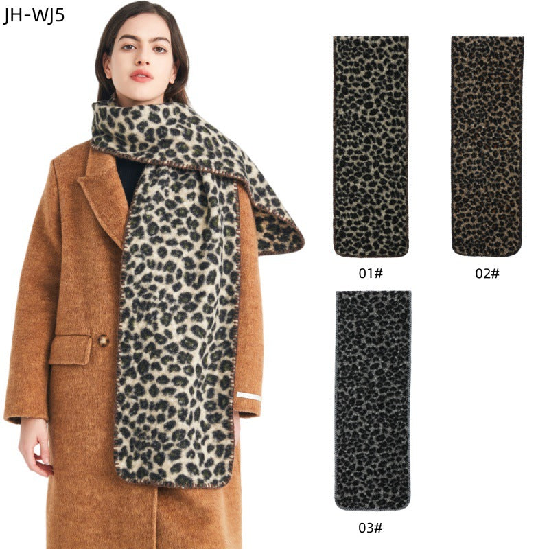 High-end scarf European, American autumn and winter new circle yarn leopard print scarf