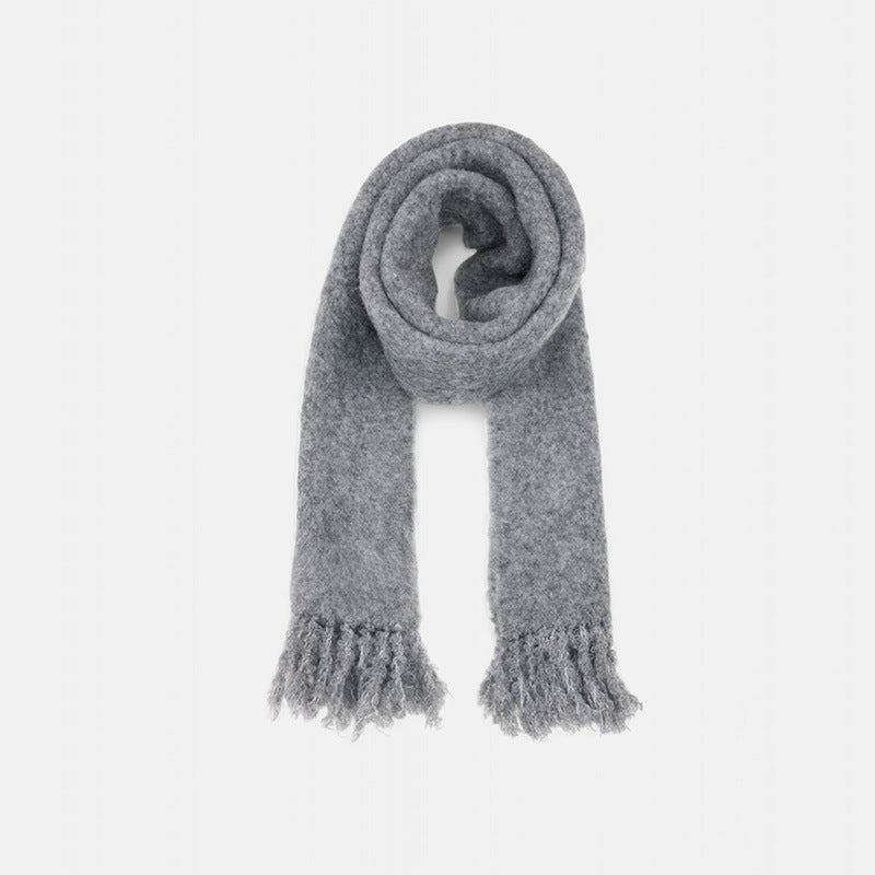 Korean designer wool blended beard solid color knitted scarf women's winter Korean atmosphere wool scarf